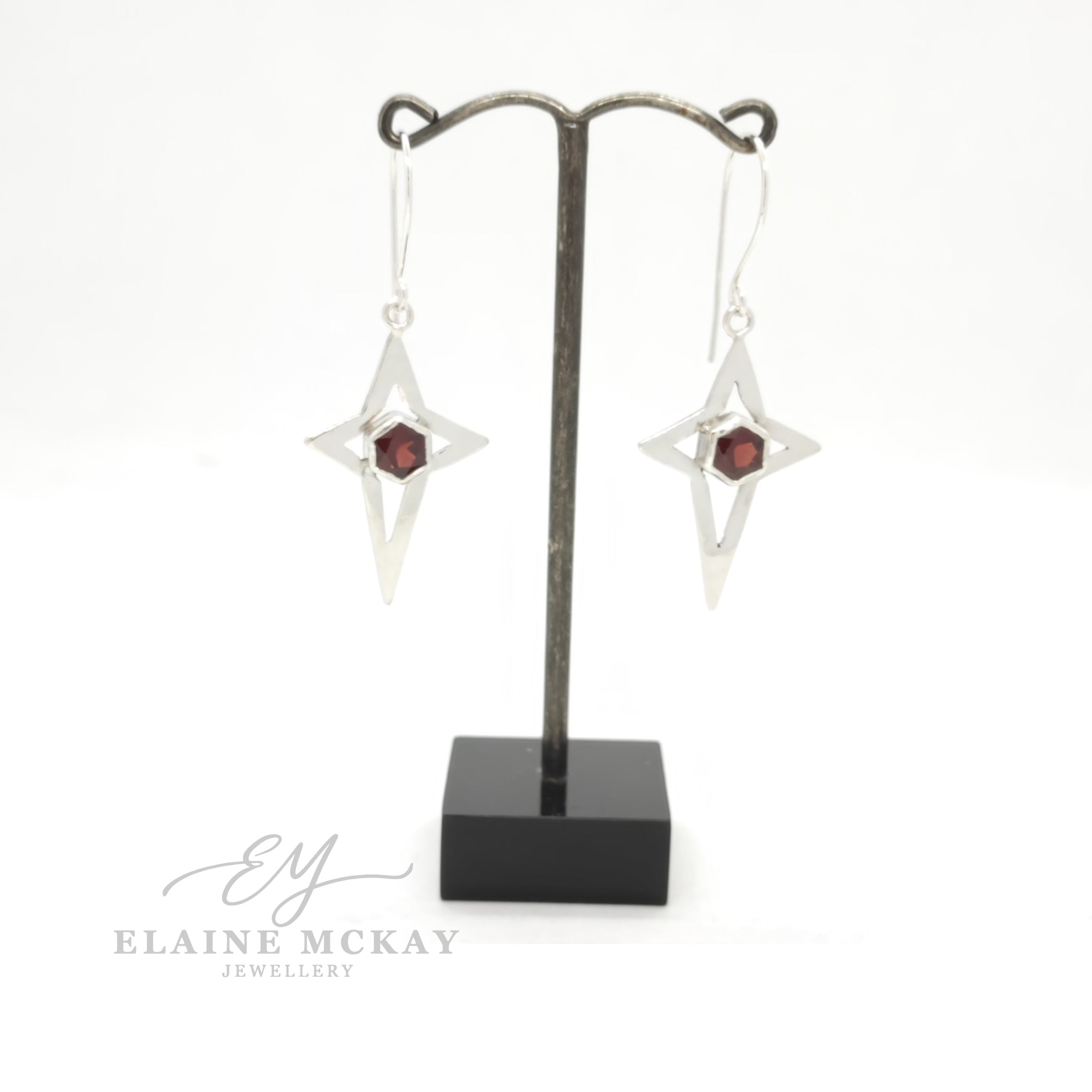 Garnet Star Earrings
