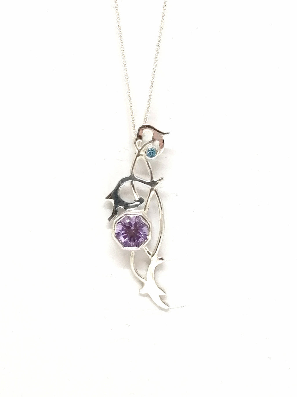 Trailing Leaf Amethyst & Topaz necklace