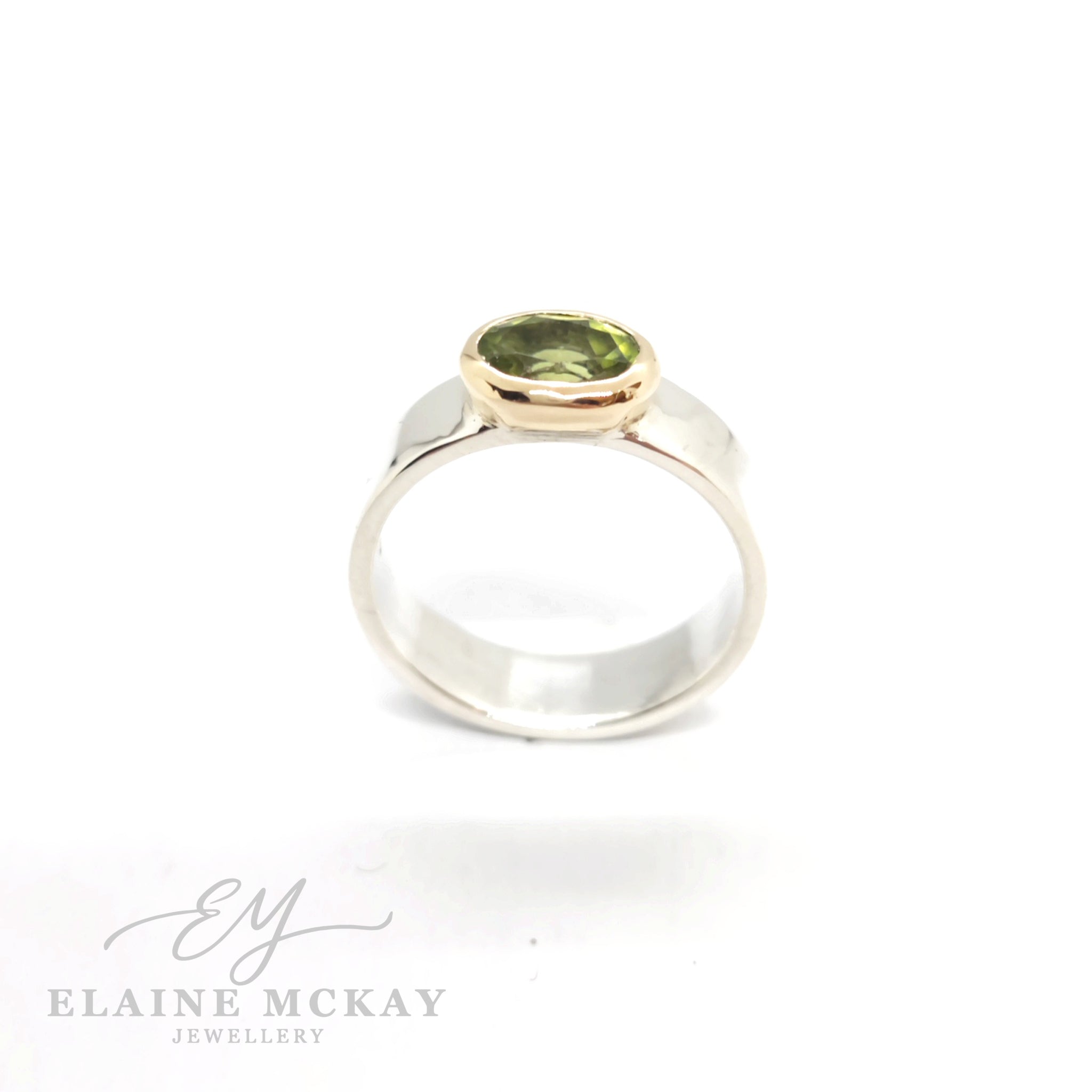 9ct gold Peridot & sterling silver ring