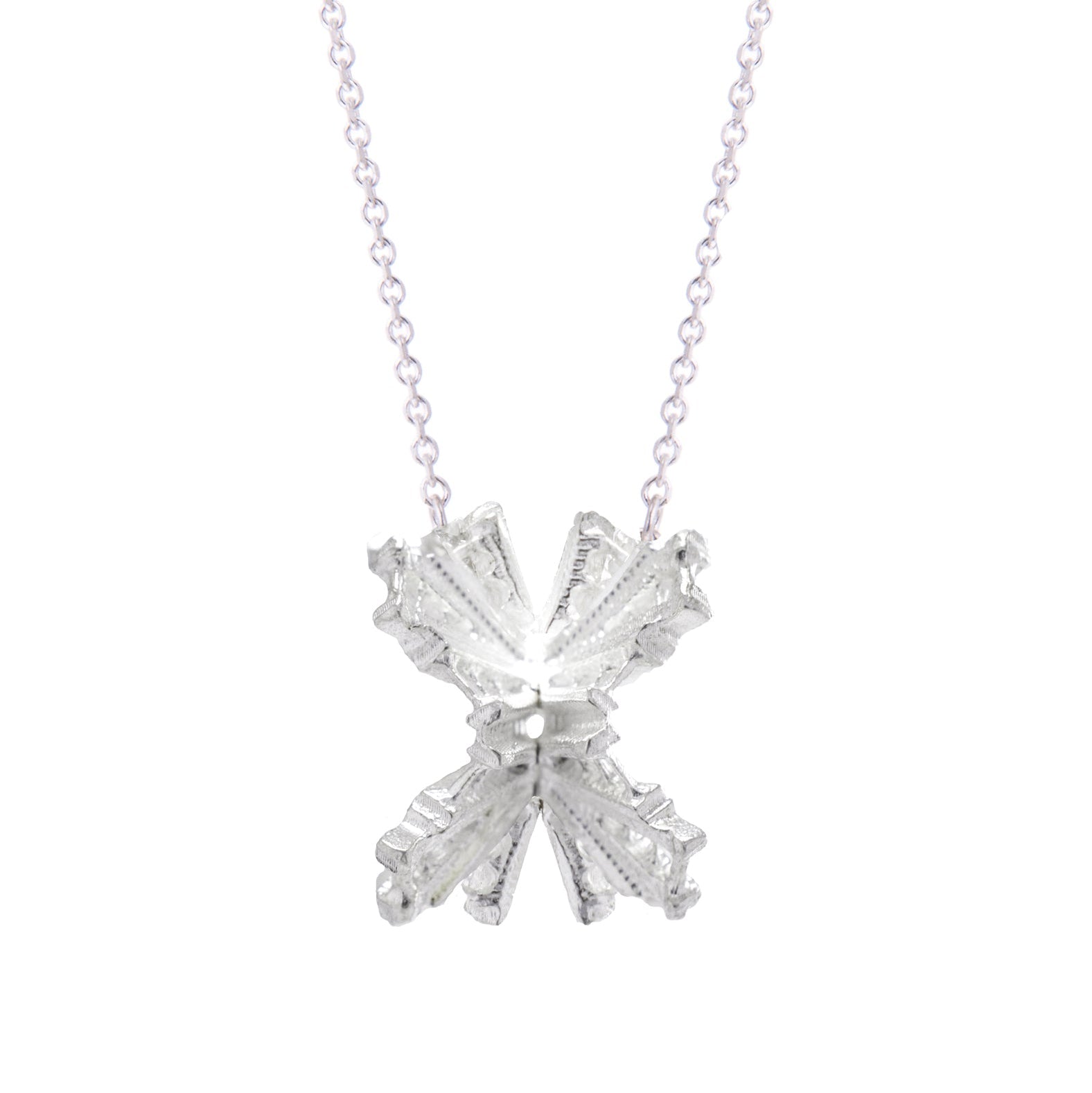 Sterling silver Reflect necklace on a white background